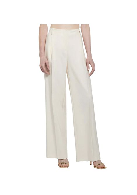 Pantalone Simona Corsellini donna PA01901 Bianco largo piega passanti SIMONA CORSELLINI | Pantaloni | PA01901359